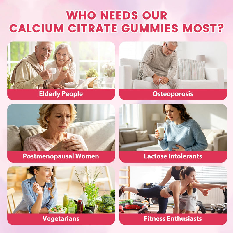 Calcium Citrate 1200 mg Gummies with Vitamin d3, K2, Magnesium, Zinc for Bone, Muscle & Immune Support, High Absorption Calcium Citrate Supplement for Women & Men, Sugar Free - 30 Day Supply