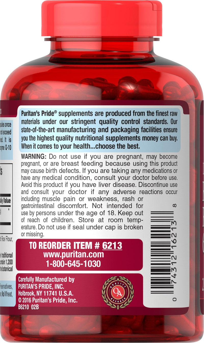 [Australia] - Puritan's Pride Red Yeast Rice 600 Mg, 240 Count, Red yeast rice powder, gelatin. Contains <2% of rice flour, silica, vegetable magnesium stearate 240 Count (Pack of 1) 