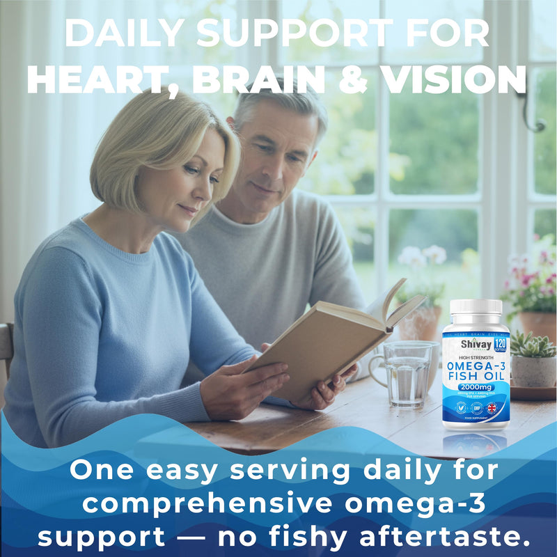 Omega 3 Fish Oil - High Strength 2000mg - 660mg EPA 440mg DHA per Serving | 240 Softgels - 4 Month Supply | Omega-3 Fatty Acid Softgel Capsules - Supports Heart Health, Brain, Vision - Shivay Herbals 120 count (Pack of 2)