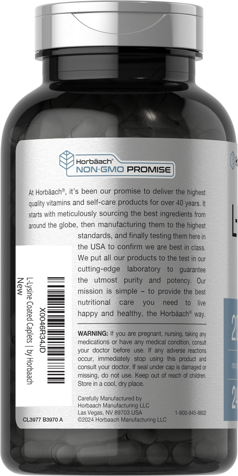 Horbäach L-Lysine | 2000mg | 240 Caplets | Vegetarian, Non-GMO, and Gluten Free Supplement 240 Count (Pack of 1)