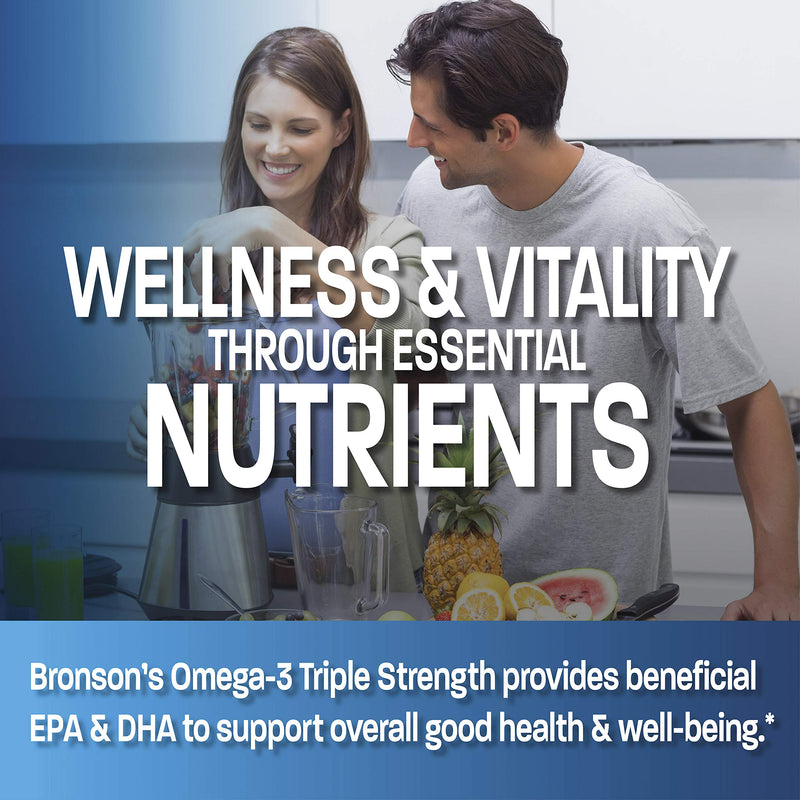 [Australia] - Bronson Omega 3 Fish Oil Triple Strength 2720 mg, High EPA 1250 mg DHA 488 mg, Non-GMO Heavy Metal Tested, 180 Softgels 180 Count (Pack of 1) 
