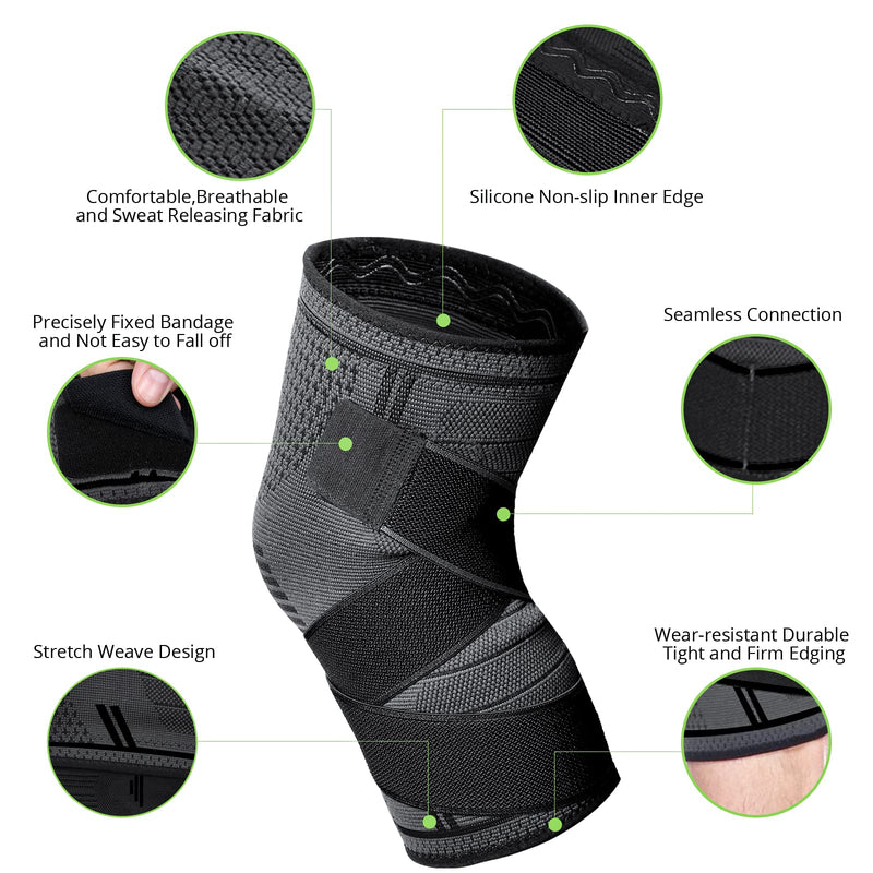 [Australia] - MILAIUN Knee Brace for Men Women, Knee Support Sports Set of 2, Knee Brace for Stabilization, Non-Slip Breathable Knee Brace, for Meniscus Tear, Arthritis, Volleyball Black L 
