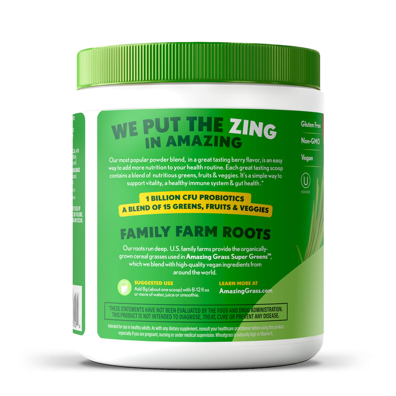 Amazing Grass Super Greens Powder Berry, 30 Servings, 8.5 oz 8.5 Ounce (Pack of 1)