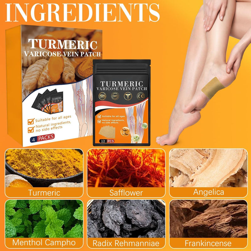 [Australia] - Furzero turmeric varicose vein plaster, Furzero varicose vein plaster, turmeric varicose vein plaster, turmeric plaster for varicose veins, promotes blood circulation (48 PIECES) 