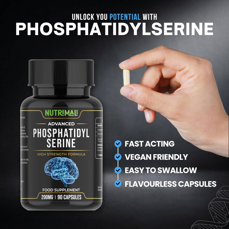 Phosphatidylserine Capsules | High Strength Formula - 200mg | 90 Vegan Capsules | Food Supplement – Non GMO | By NutriMali