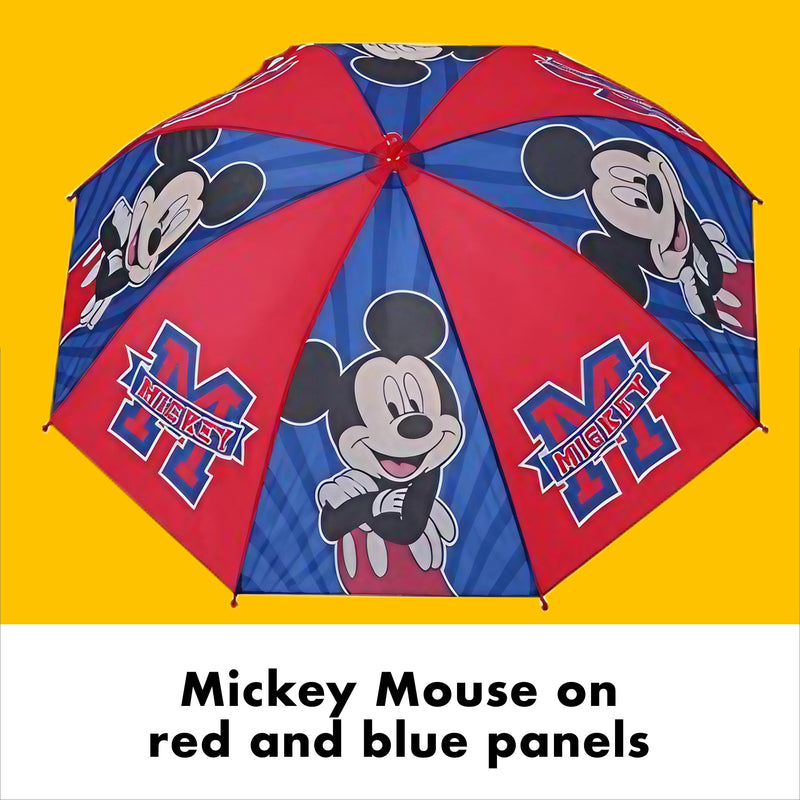 Disney Kids Umbrella, Lightning or Mickey Mouse Toddler and Little Boy Rain Wear for Ages 3-6 Red/Blue