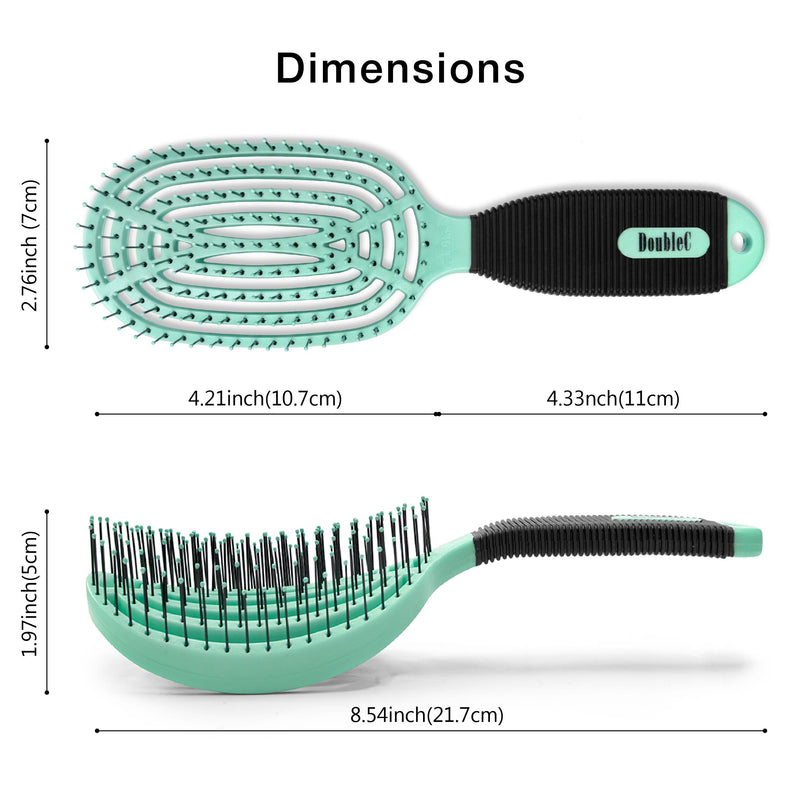NuWay 4HAIR DoubleC U.S. Patented Double Curved Detangling Brush is Hair Dryer Safe (Mint Green) Mint Green