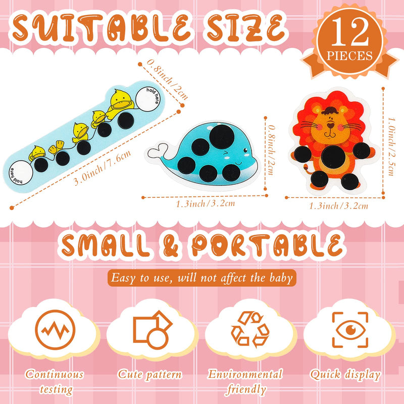 [Australia] - 12 pcs Stick-on Fever Indicator Forehead Fever Kids Cartoon Stickers Temperature Fever Patch 