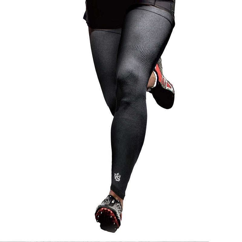 Vital Salveo Recovery Compression Sports Full Leg Sleeve Thigh Calf Long Knee Support Basketball Black (1 Pair) Small Small (Pack of 2)