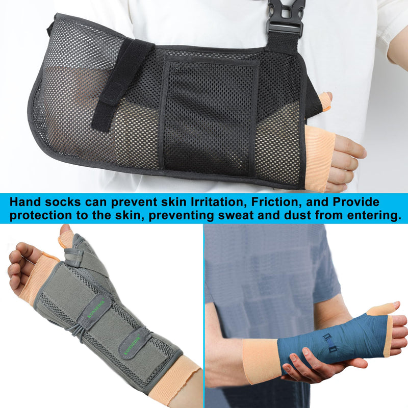 [Australia] - Hand Socks for Splint (Pack of 6),Elastic Stockinette Tubing,Wrist Brace with Thumb Spica Liner,Tubular Gauze Sleeve,Cast Wrap Sleeve,Arm Cover for Men and Women((Khaki,Medium) Khaki Medium 