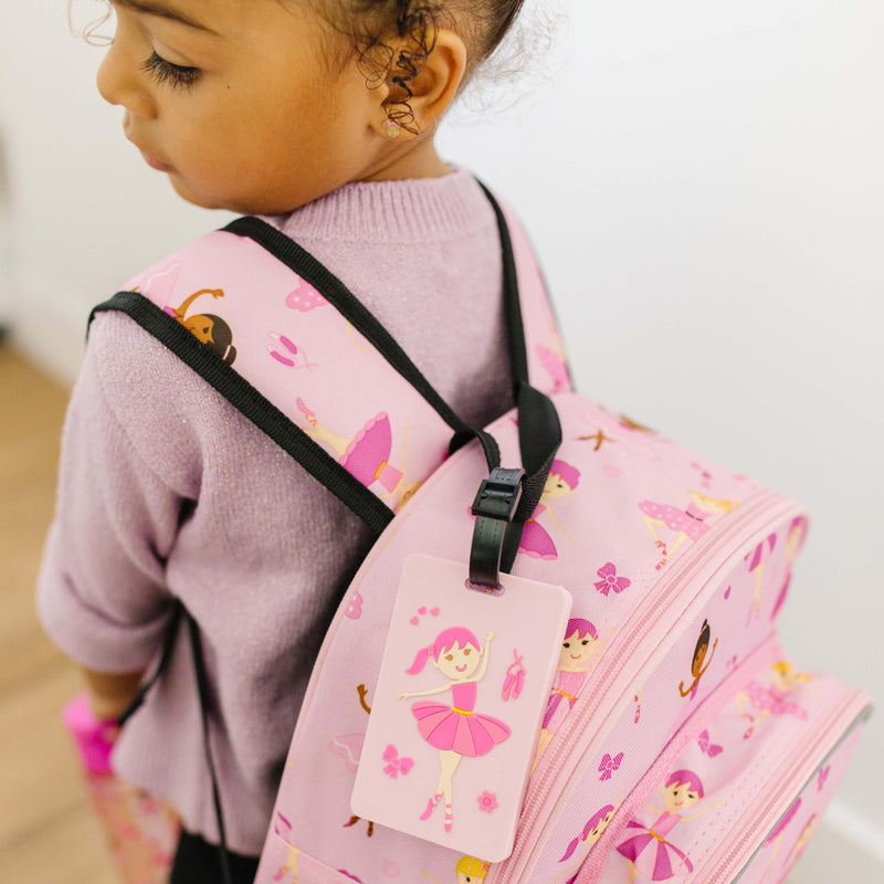 Wildkin Kids Rolling Luggage Bundle with 2 Matching Bag Tags (Ballerina)