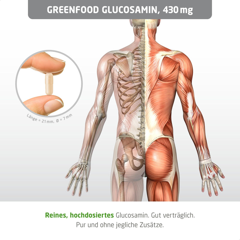 [Australia] - Greenfood Glucosamine, 430 mg, 120 capsules, high dosage - no artificial additives, no genetic engineering (Non GMO). 120 pieces (pack of 1) 