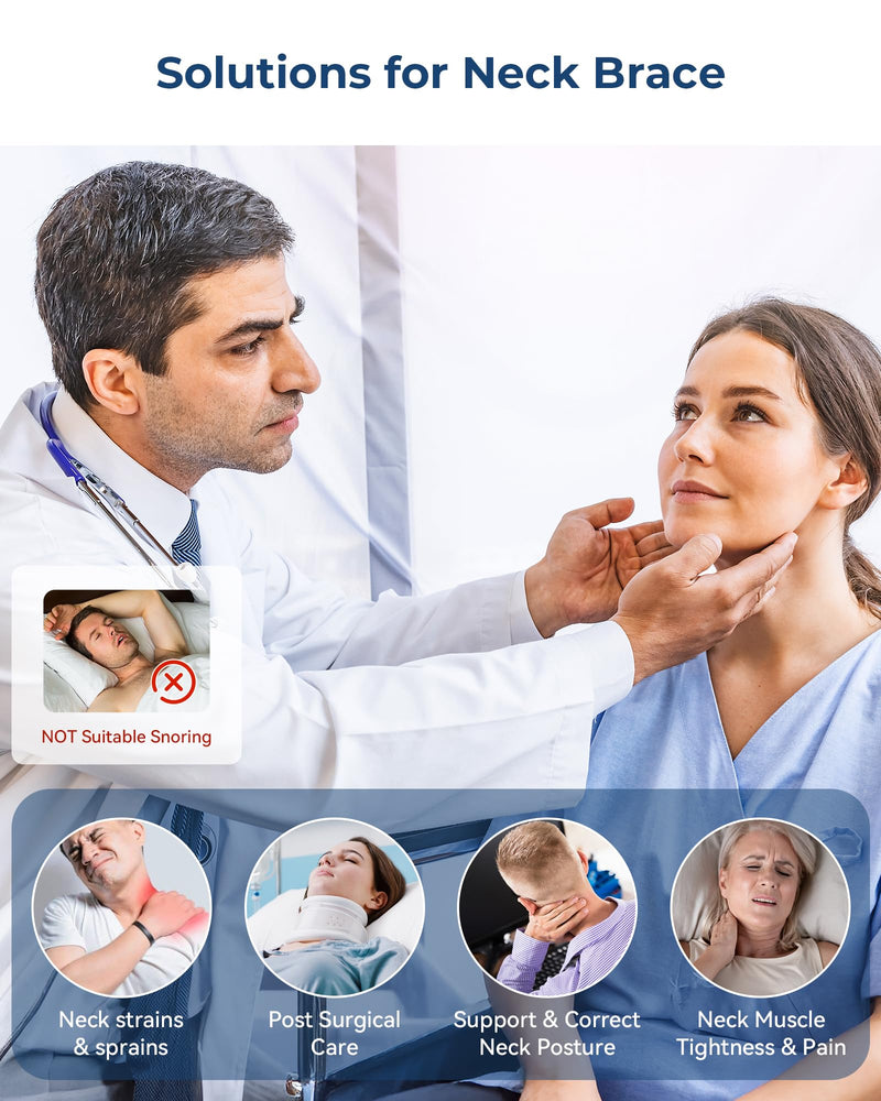 [Australia] - ‚ÄåNeck Support Brace - Neck Brace Cervical Collar Relief Neck Pain for Sleeping, Soft Foam Wraps Keep Vertebrae Stable and Aligned for Relief of Cervical Spine Pressure for Women & Men Steel Gray Medium 