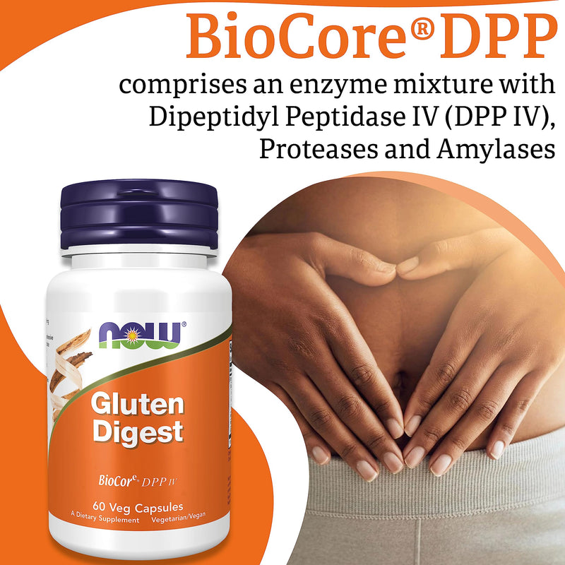 Now Foods, Gluten Digest (Gluten Enzyme), 60 Vegan Capsules, SOYA Free, Gluten Free, Non-GMO, Vegetarian