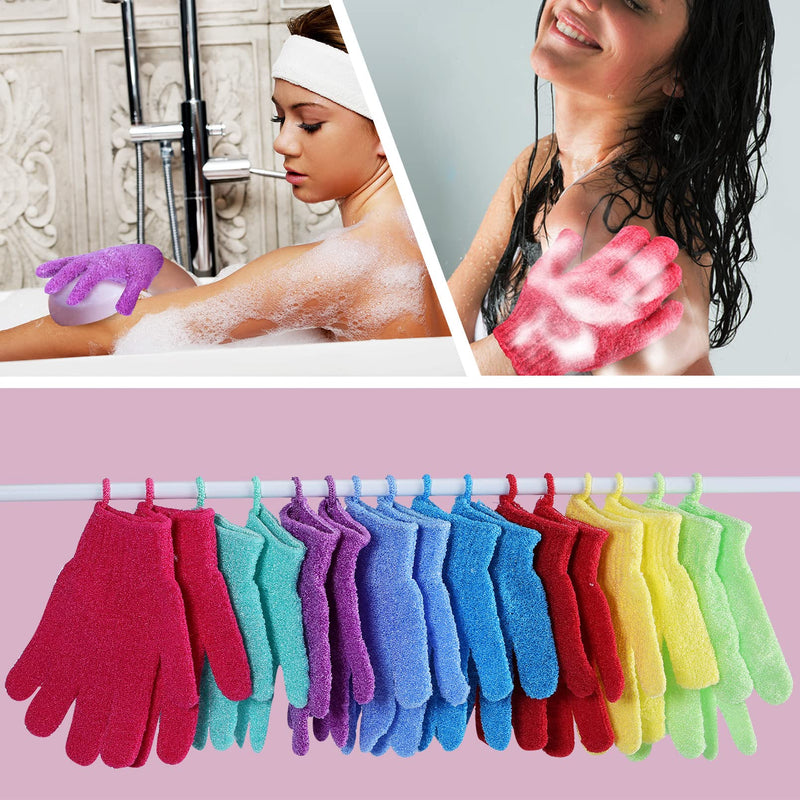 [Australia] - EOGRFW 12 pairs of peeling gloves, bathing gloves, peeling gloves, nylon shower gloves, peeling washing gloves body for shower body peeling, 12 colors 