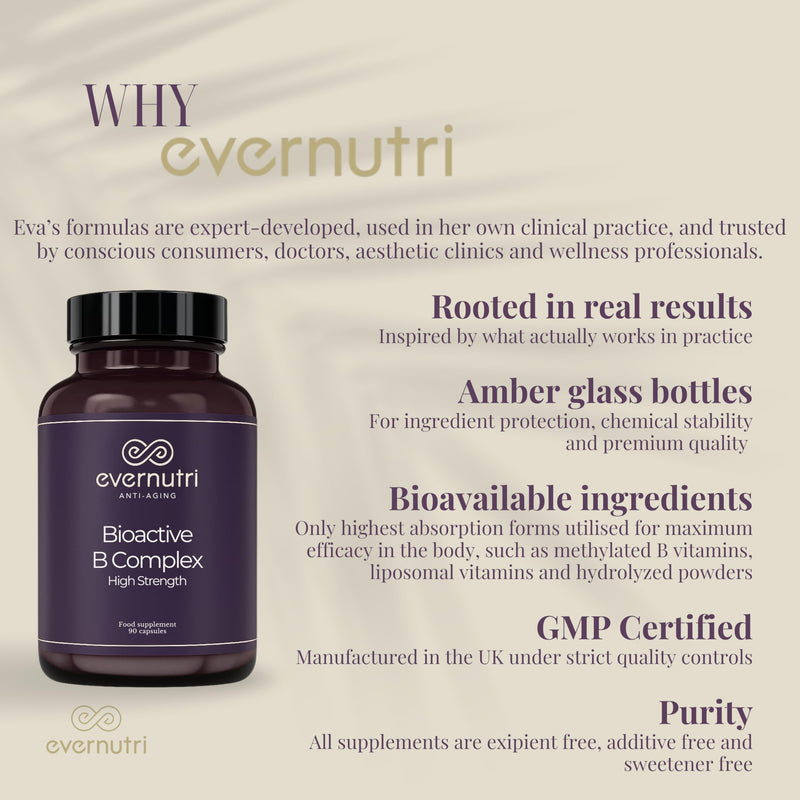 Bioactive B-Complex | Full Spectrum Active & Inactive B Vitamins | 13 Vitamin B Complex | Energy & Nervous System Support | 90 Vegetarian Capsules