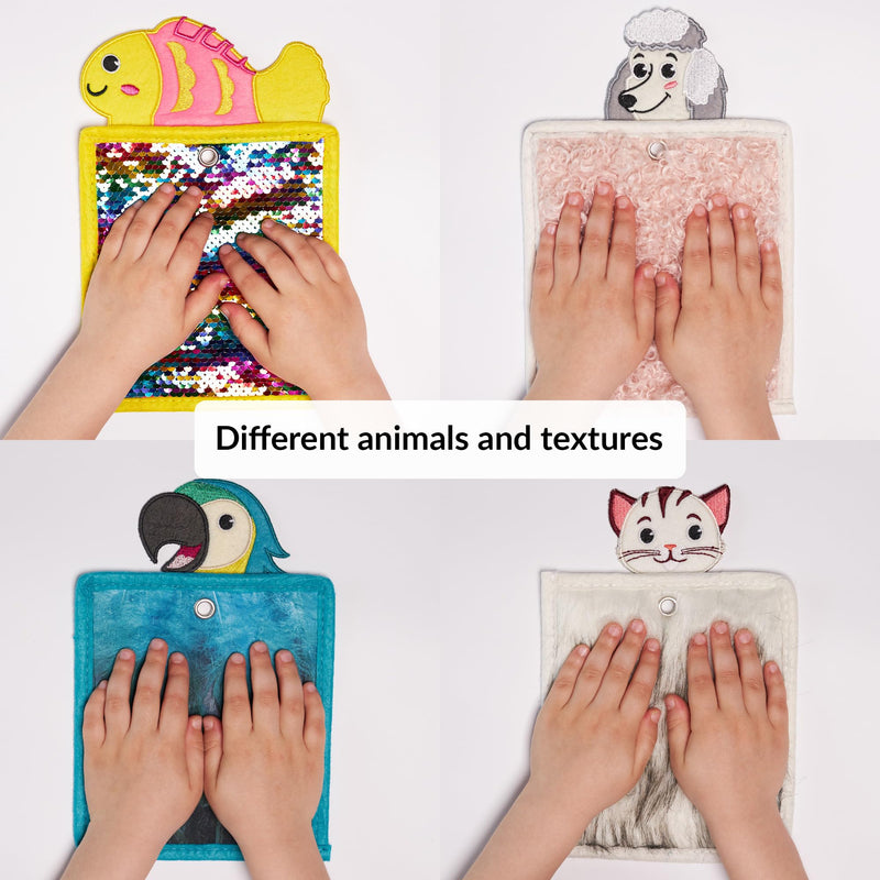 [Australia] - Sensory Mats | Sensory Wall Panel for Kids | Sensory Tiles Pets 6-Pack | Toddler Classroom Must Haves | Sensory Mats for Autistic Children | Tactile Sensory Toys | Texture Fabric 