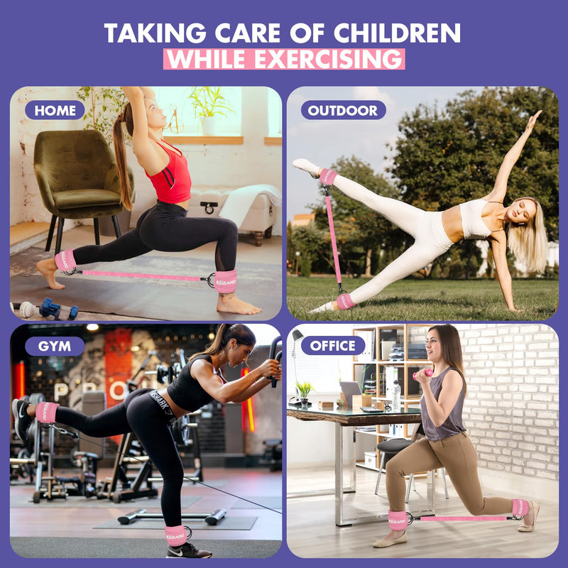 [Australia] - Ankle Resistance Bands with Cuffs, Ankle Bands for Working Out, Ankle Resistance Band, Glutes Workout Equipment, Butt Exercise Fitness Equipment for Women and Booty - Perfect for Home Gym Workout Pink 