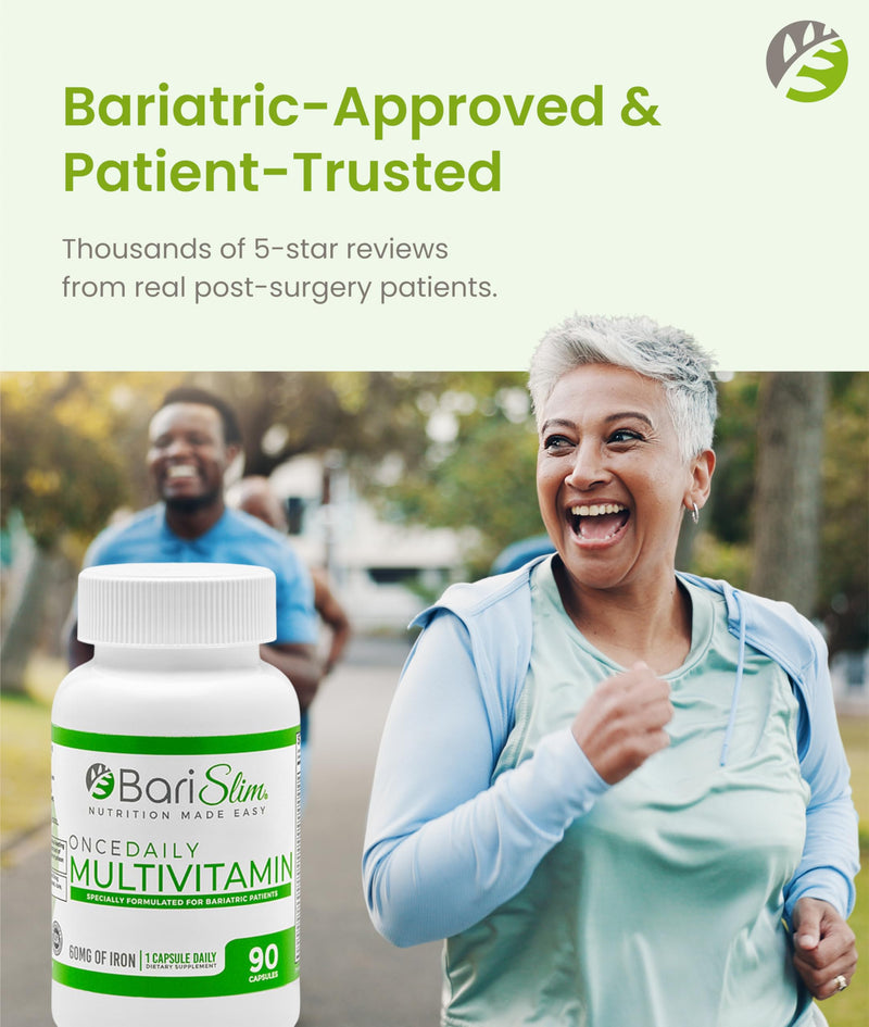 BariSlim Once Daily Bariatric Multivitamin Capsule - 60mg of Iron - Bariatric Vitamin & Supplement for Post WLS Surgery Including Gastric Bypass & Gastric Sleeve | 90 Day Supply 90 Count (Pack of 1)