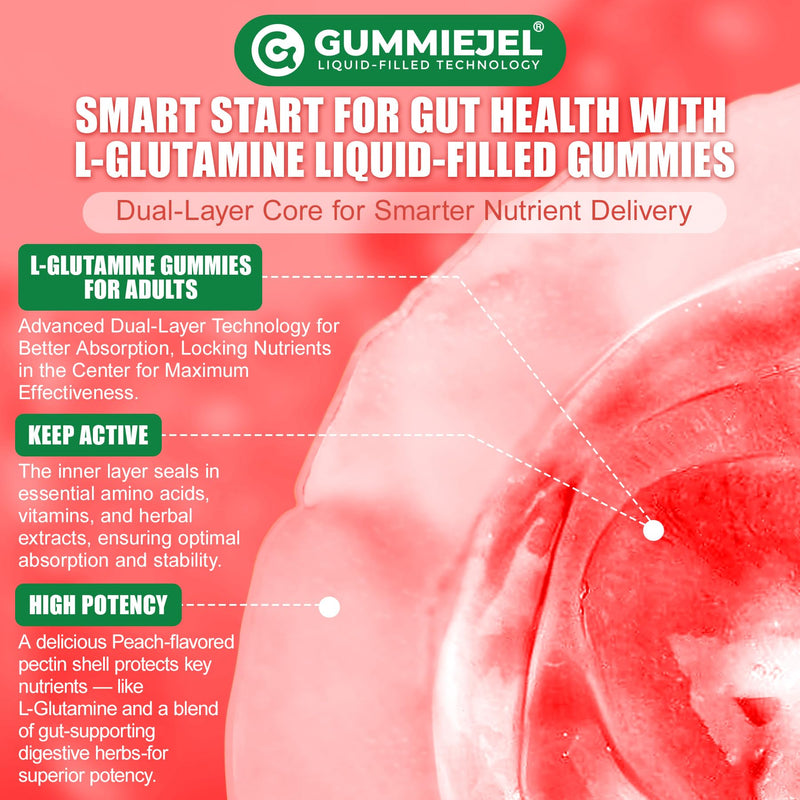 L-Glutamine 1200mg Gummies, GLP-1 Friendly, Gut, Immune Support, Metabölism | Leaky Gut Repair with Akk Probiotic, Slippery Elm, Marshmallow Root, Ginger, Aloe, Vitamin C D3, Zinc, No Sugar, Vegan,120cts 120 Count ( Pack of 2 )