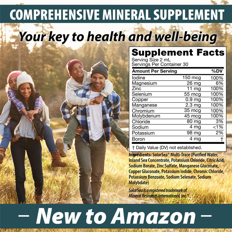 [Australia] - Trace Mineral Complex | Full Spectrum Minerals | Ionic Liquid Mineral Drops for Water | Electrolytes, Hydration Supplement | 2 fl oz Glass Bottle 