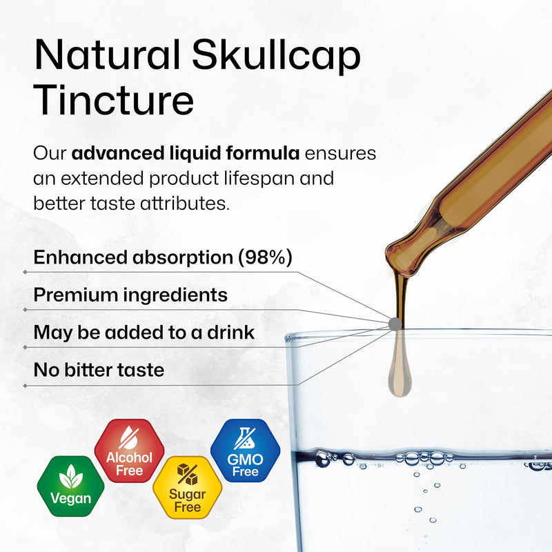 [Australia] - Skullcap Herb Tincture - Organic Scutellaria Lateriflora Liquid Extract - Nervous System Support Supplement - Alcohol and Sugar Free Skullcap Tincture - Vegan Drops 4 Fl.Oz. 4 Fl Oz (Pack of 1) 