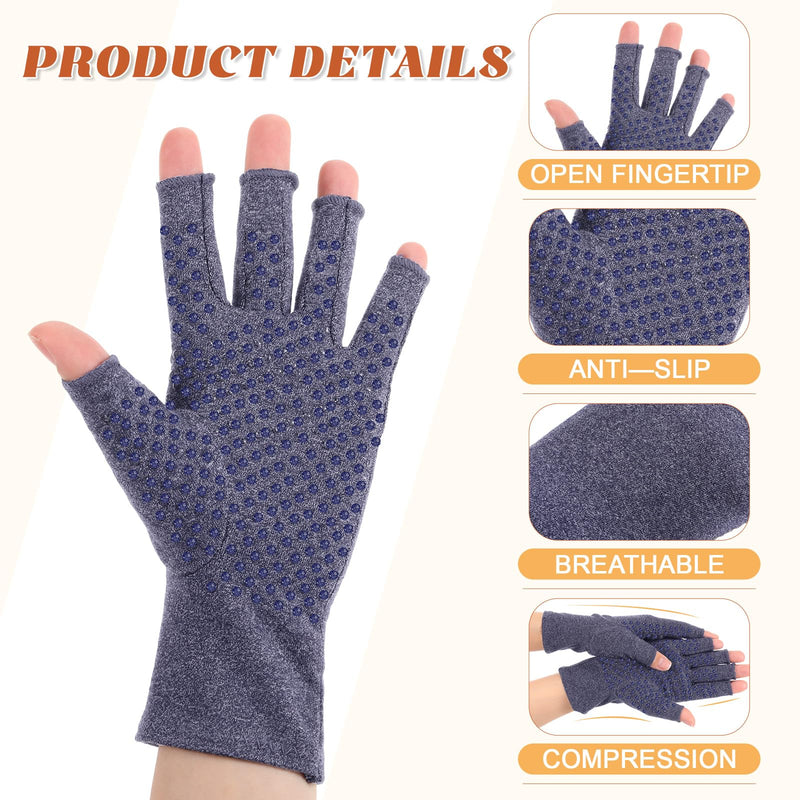 JenPen 6 Pair Arthritis Compression Gloves for Women, Fingerless Compression Glove for Relieve Arthritis Rheumatoid Daily Use Mixed Color Large