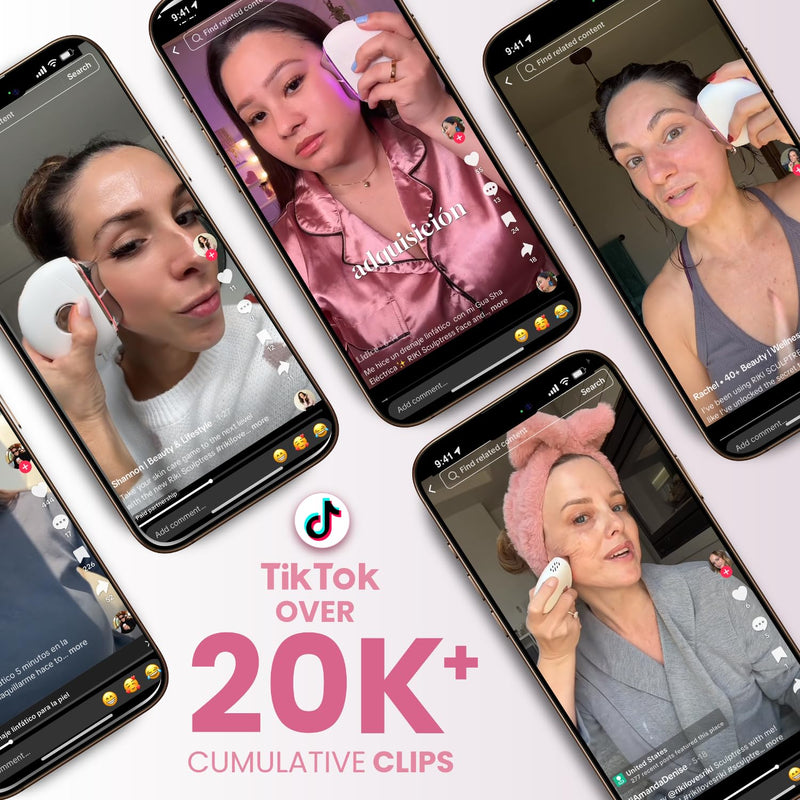 RIKI LOVES RIKI Riki Sculptress Electric Gua Sha Facial Tools - 6 in 1 Hot & Cold Face Sculpting Tool - & Vibration & Red/Blue/Purple LED Massager for Anti-Aging & Wrinkles, Puffiness, Double Chin