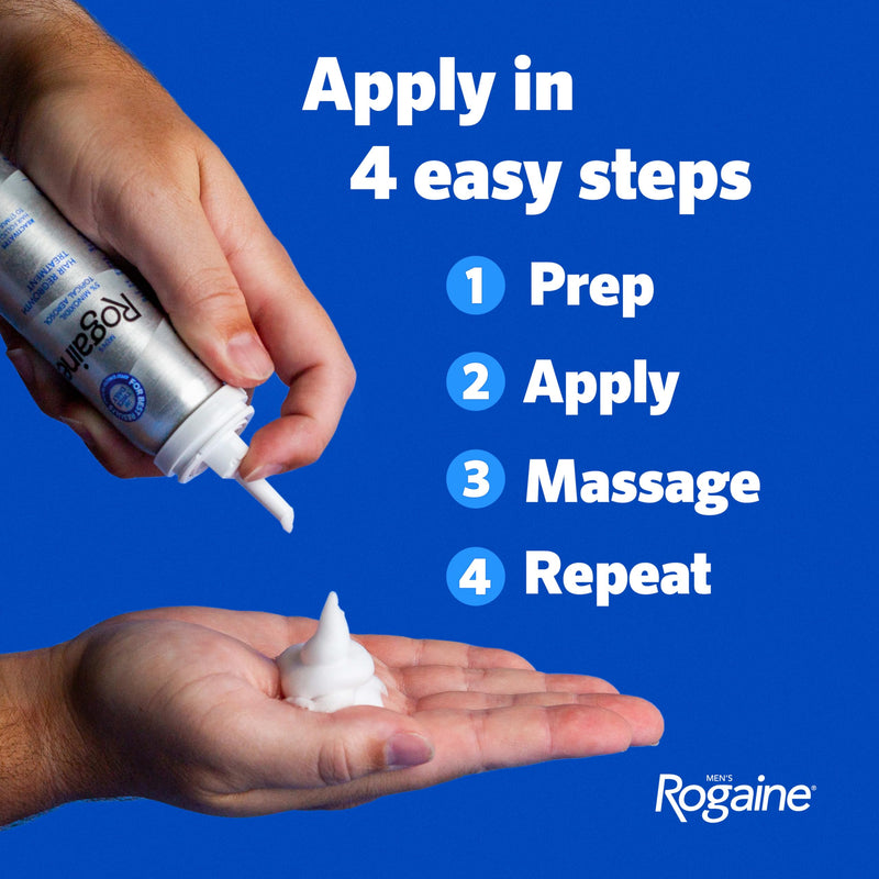 Men's Rogaine 5% Minoxidil Topical Foam, Unscented, 3 Mo Supply, 3x 2.11 Oz | Hair Regrowth Foam, Topical Hair Loss Treatment for Men, Regrow Fuller, Thicker Hair, Unscented, Aerosol, 3-Month Supply 2.11 Ounce (Pack of 3)