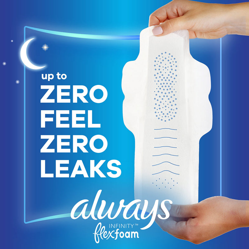 [Australia] - Always Infinity Feminine Pads for Women, Size 5 Extra Heavy Overnight, with wings, unscented, 30 Count Extra Heavy Overnight (Size 5) 