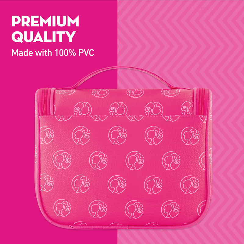 Concept One Barbie Women's Makeup Bag, Small Travel Cosmetic Zipper Pouch Organizer with Logo, Pink | Small Travel Cosmetic Zipper Pouch Organizer with Logo