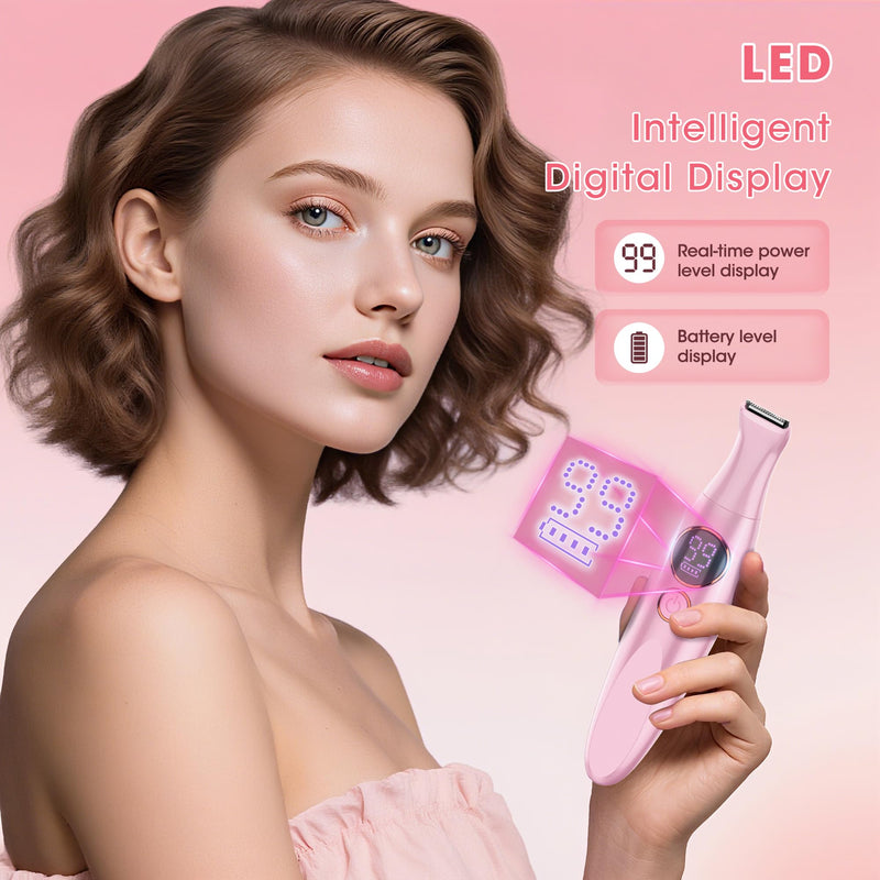 [Australia] - Karrte 5-in-1 Electric Razor for Women's Pubic Hair, Painless Body Shaver and Facial Epilator, Hair Removal for Face, Bikini Trimmer for Women's Private Area Pink 
