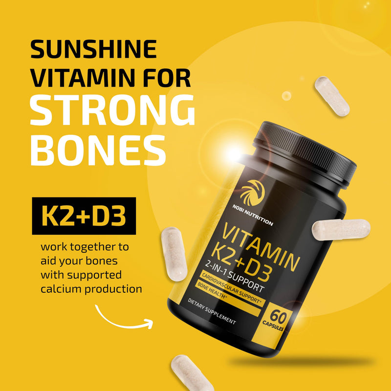 Vitamin D3 K2 and Magnesium Glycinate Supplement | Bone, Heart, and Muscle Support with 5000 IU D3, K2 MK7, and 500mg Magnesium | High Absorption, Immune & Nerve Support | 60 Servings Each