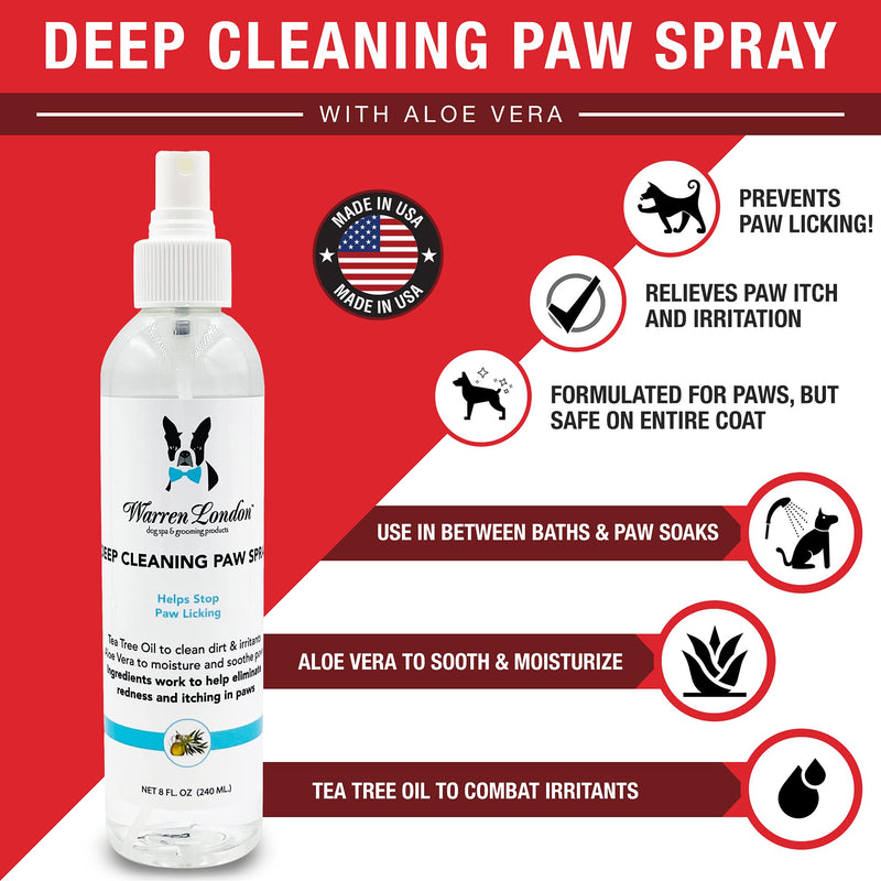 Warren London Deep Cleaning Paw Soak | Soothing Itchy Paw Relief for Dogs with Seaweed, Tea Tree Oil, & Aloe Vera | Anti Licking for Dogs Paws | 5 Minute Paw Spa Service at Home | Tablets & Spray 12 Tablets w/ Spray - PawsPlanet Australia