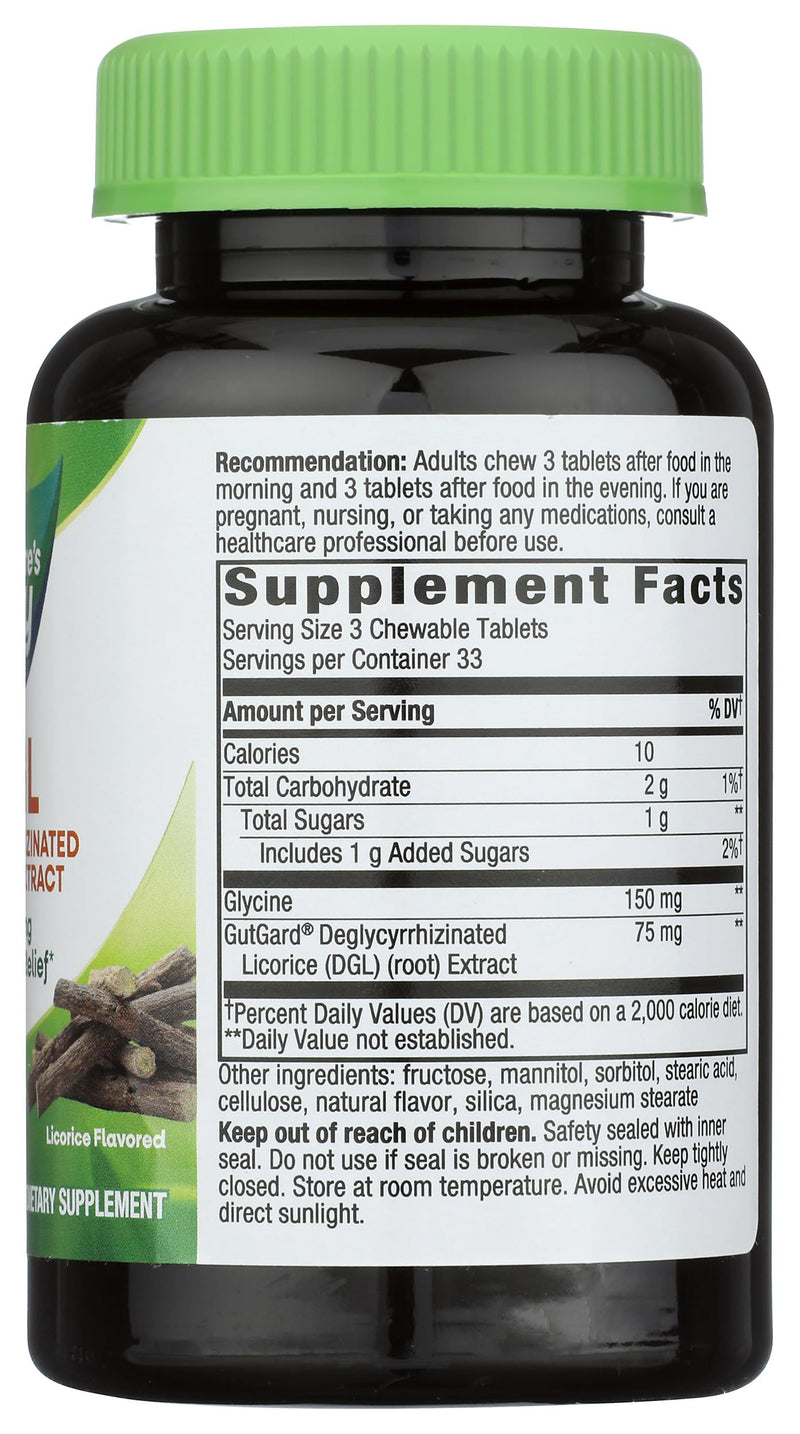 [Australia] - Nature's Way Nature's Way Dgl 3:1 (deglycyrrhizinated Licorice) Digestive Relief, Original, 100 Chewables, Licorice Flavored, 100 Count 