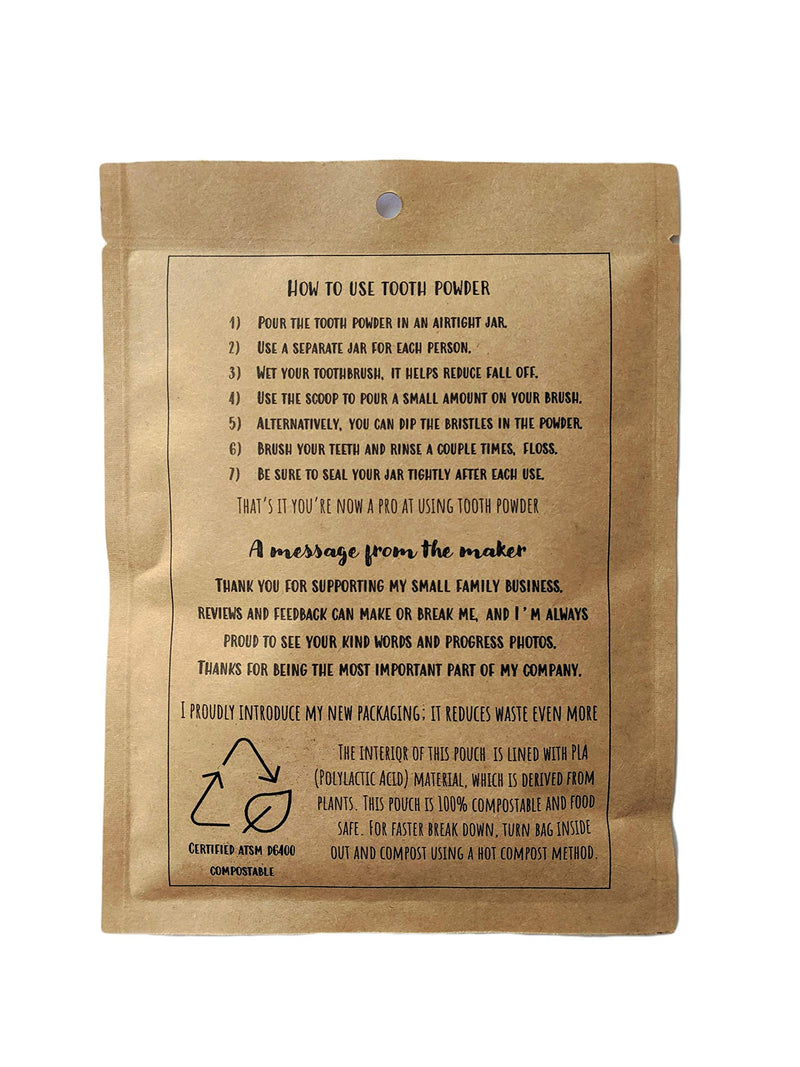 [Australia] - Zero Waste up to 6 Month Supply Organic Vegan Fluoride Free Tooth Powder Peppermint Flavor- Ships Without Any Plastic Packaging I Natural Whitening I Stronger Teeth 
