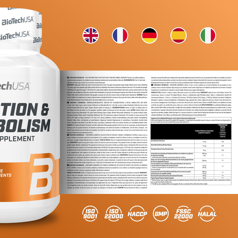 [Australia] - BioTechUSA Digestion & Metabolism, dietary supplement tablets with plant extracts, enzymes, minerals and biotin, 60 tablets 