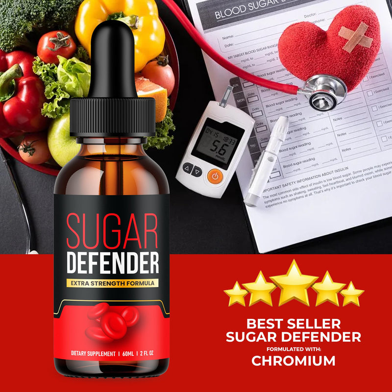 Sugar Defender Drops - Official Formula - Sugar Defender Liquid Supplement Drops Advanced Strength, Sugar Defender 24 Liquid Drops, SugarDefender with Chromium Support, New 2024 Formula (1 Bottle)