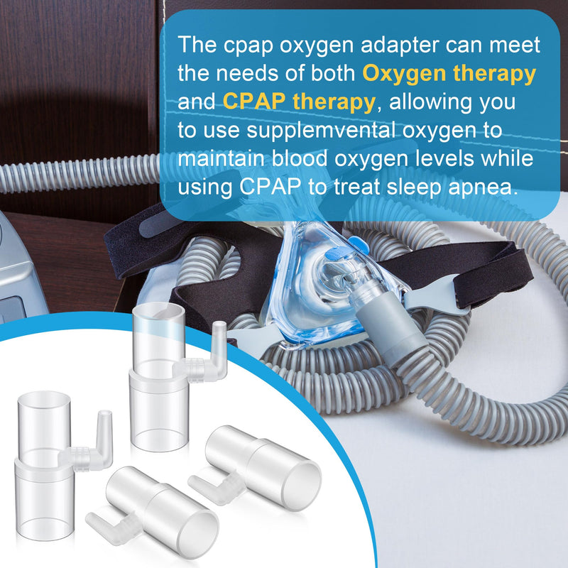 [Australia] - 4 Pack Oxygen Enrichment Adapter, Oxygen Adapter Enrichment Port Connector fits CPAP Tubing Hose, Medical Grade Universal CPAP Tube Connector Compatible with Heated and Non Heated Tube 