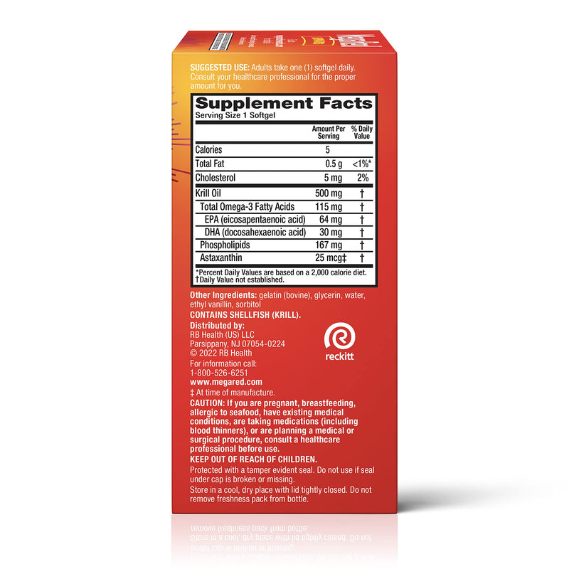 MegaRed Antarctic Krill Oil 500mg Omega 3 Fatty Acid Supplement, Extra Strength EPA & DHA Krill Oil Softgels (90cnt Box), Astaxanthin, Heart Health Supplement with No Fish Oil Aftertaste | Antioxidant Astaxanthin, Phospholipids, EPA & DHA, Heart Suppor...
