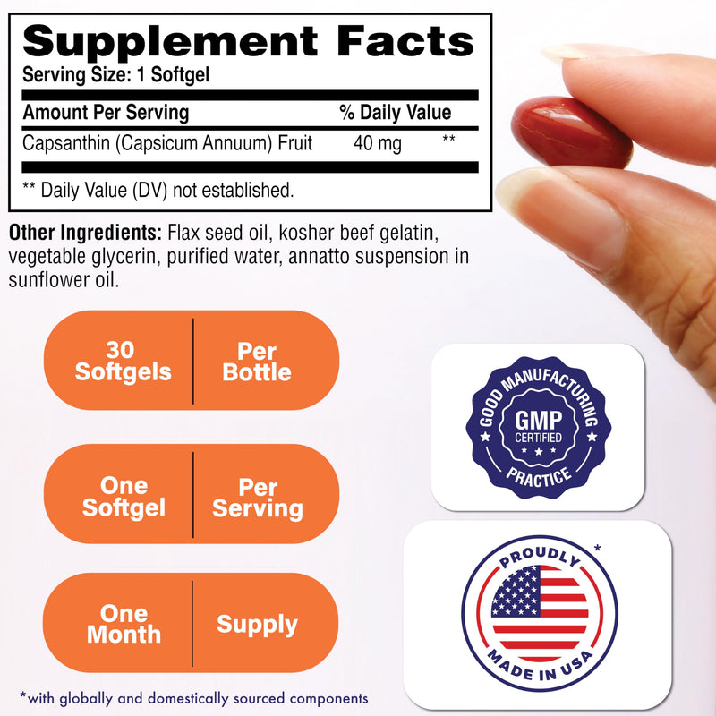 [Australia] - Health Thru Nutrition Capsanthin 40mg - Ultimate Eye Supplement | Healthy Vision Support & Blue Light Protection Dry Eye Relief as CapsiClear Derived from Capsicum Annuum | Pack of 30 
