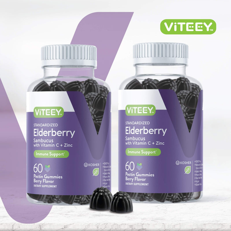 [Australia] - Sambucus Elderberry Gummies for Adults & Teens + Zinc & Vitamin C- Immune Support Supplement- Vegan, Gluten Free, Gelatin Free, GMO Free - Tasty Chewable Berry Flavored Black Elderberry Immunity Gummy 60 Count (Pack of 2) 