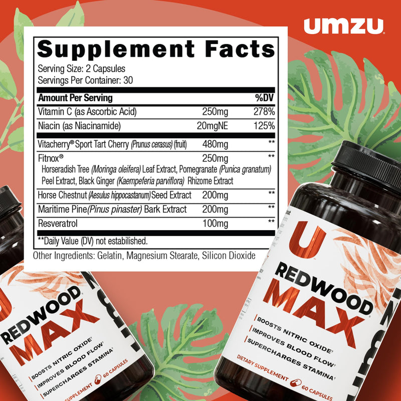 [Australia] - UMZU Redwood Max Nitric Oxide Booster, 1-Month Supply ‚Äì Advanced Nitric Oxide Supplement with Fitnox Blend, Pine Bark, Resveratrol & Tart Cherry ‚Äì Promotes Healthy Circulation, Energy and Recovery Redwood Max 1-Month Supply 