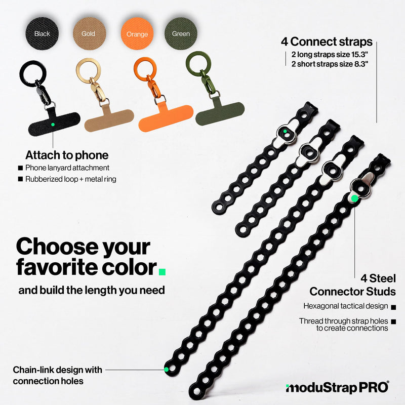 EDC Modular Strap System 5 Pack, Adjustable Silicone Gear Ties for Outdoor/Survival/Camping Strap EDC Carry Black