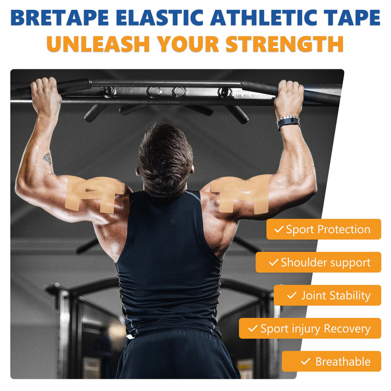 Precut Kinesiology Tape for Shoulder – 14 PCS Elastic Shoulder Support Tape, Waterproof & Breathable, Hypoallergenic Sports Tape for Pain Relief, Beige 14pcs