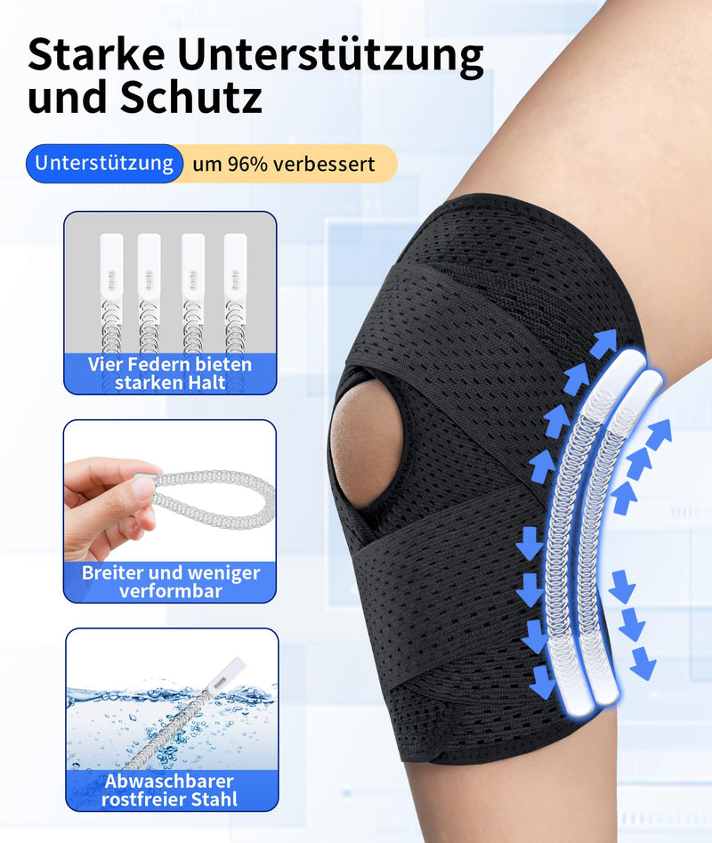 [Australia] - ZEAMO knee support with patella gel pads for women and men, knee support with stabilizers and Velcro fastener for meniscus osteoarthritis, knee supports sport black 4XL 
