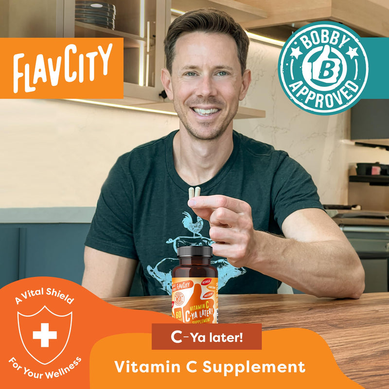 [Australia] - FlavCity Vitamin C Supplement, C-Ya Later! Superfood-Derived Immunity Support - Bioavailable Vitamin C Immune Support from Acerola Cherry, Rose HIPS & Camu Camu - 500% Daily Value (60 Capsules) C-Ya Later! Vitamin C 