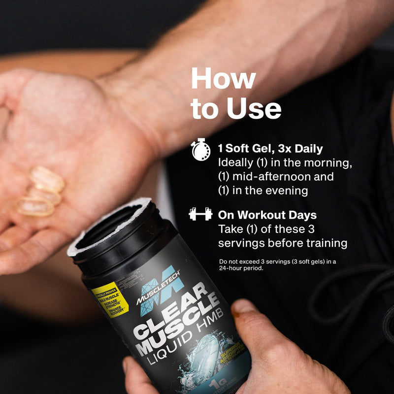 MuscleTech HMB Supplements 1000mg, Clear Muscle (42 Liquid Softgels) | Highest Grade HMB for Lean Muscle & Recovery, HMB Free Acid Muscle Supplement, Help Decrease Breakdown, Packaging May Vary 42 Count (Pack of 1)