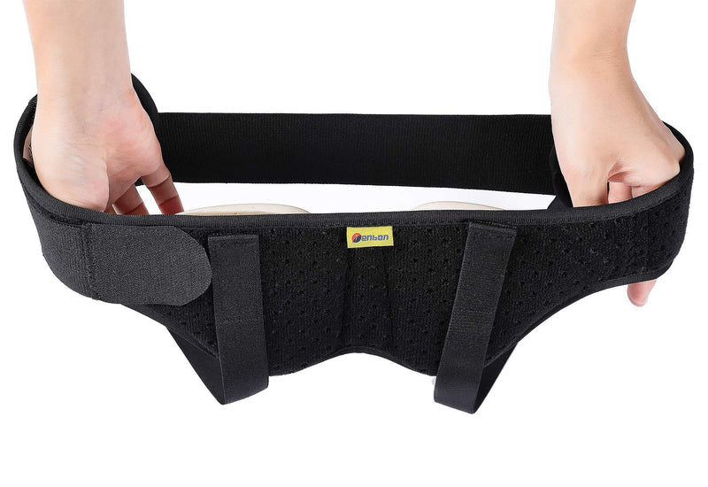 Tenbon Hernia Belt Truss for Single/Double Inguinal or Sports Hernia, Hernia Support Brace for Men for Women Pain Relief Recovery Strap with 2 Removable Compression Pads Comfortable Material (Large) Large (Pack of 1)