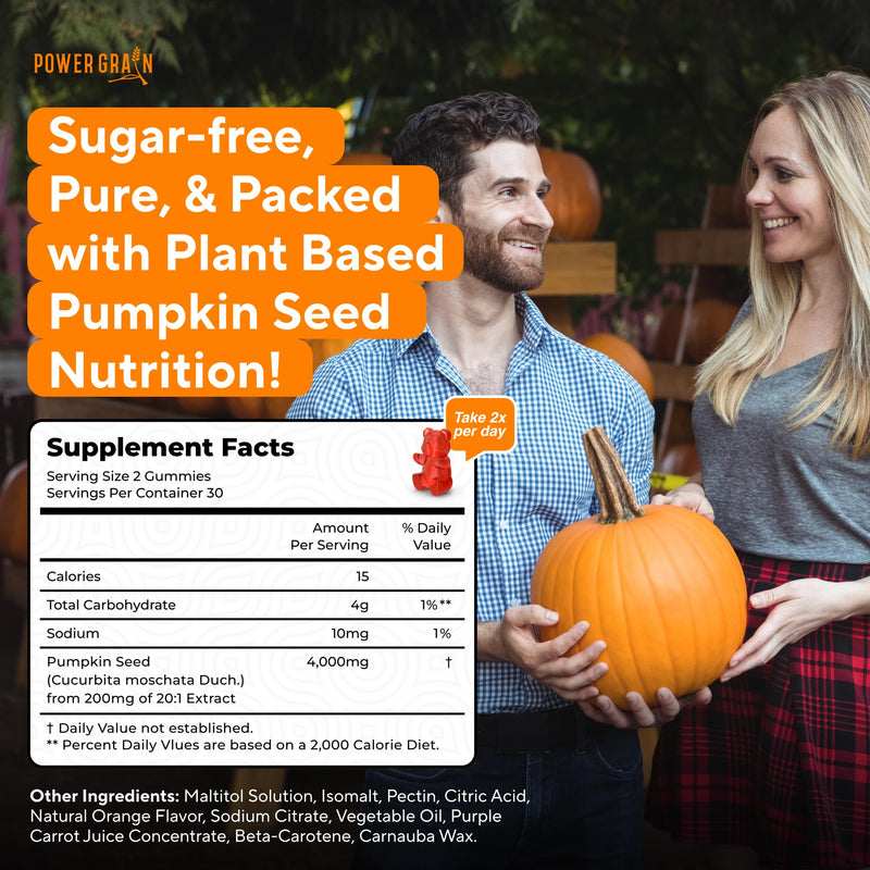 [Australia] - Sugar-Free Pumpkin Seed Oil Gummies ‚Äì 4000mg Extra Strength ‚Äì Hair Growth, Skin, Prostate & Bladder Support ‚Äì Vegan, Non-GMO, Delicious Orange Flavor ‚Äì 60 Gummies 